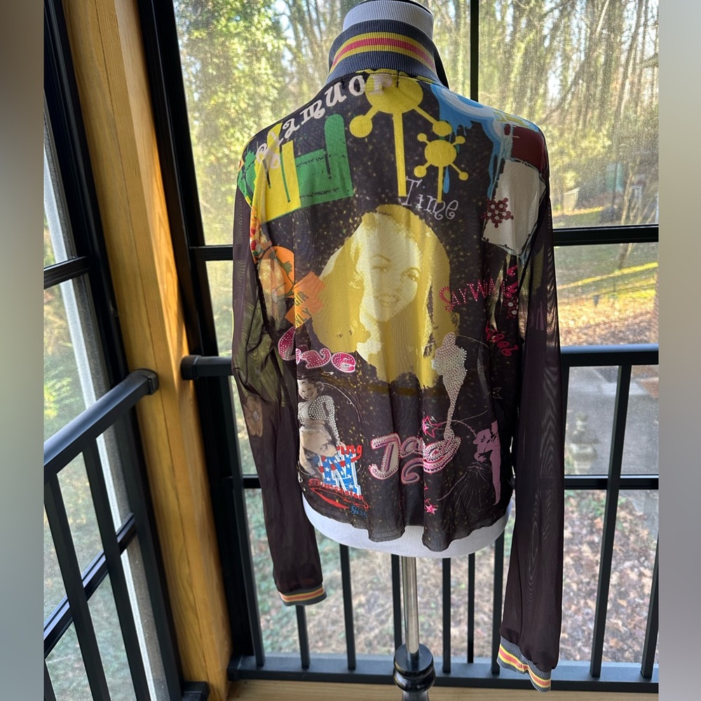 Y2K Graphic Mesh Retro Grunge Rhinestone Deconstructed Project-Ready Piece ~ XL - Picture 5 of 17